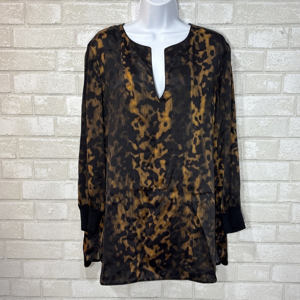 Lafayette 148 New York Black and Brown Patterned Tunic - Picture 4 of 12